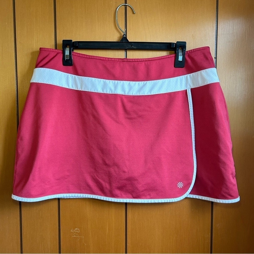 Athleta Pink & White Front Wrap Mini Skort Size Large